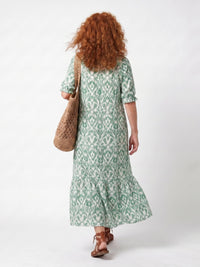 Ilara | Pattern V Neck Tassel Midi Dress Side
