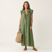 Josette | Ruffle V-Neck Maxi Dress Back