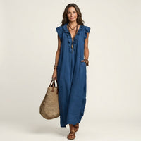 Josette | Ruffle V-Neck Maxi Dress Lifestyle