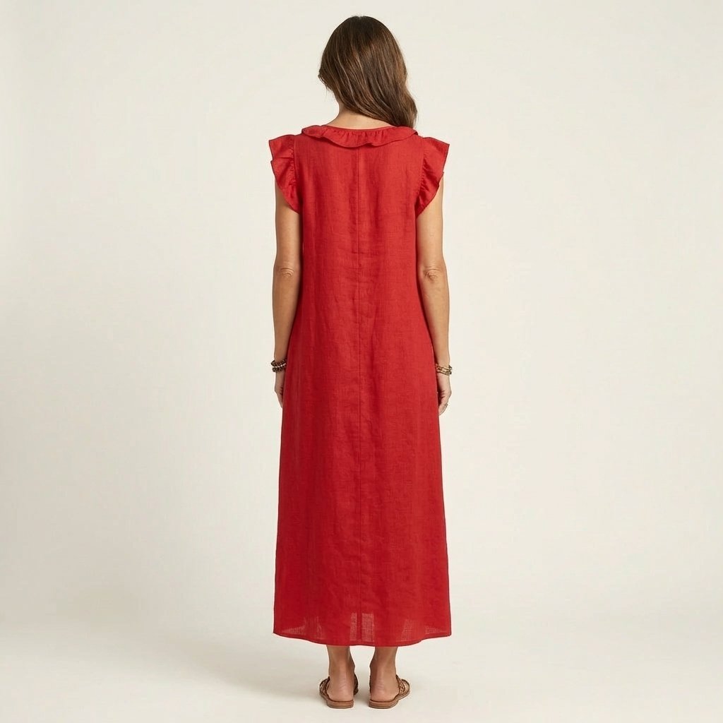 Josette | Ruffle V-Neck Maxi Dress Side