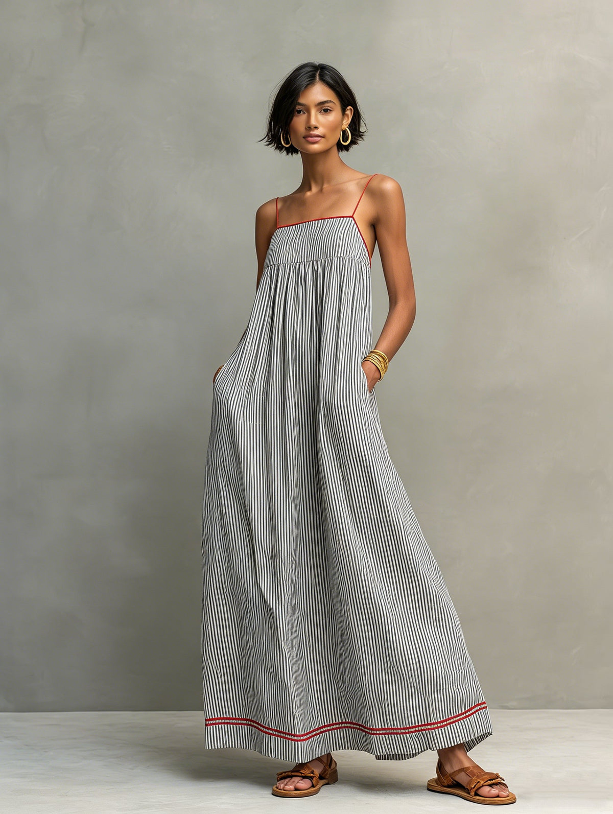 June | Striped Maxi Dress Side