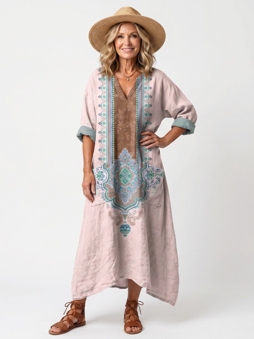 Kenza | Designer Panel Relaxed Pocket Midi Dress Hero