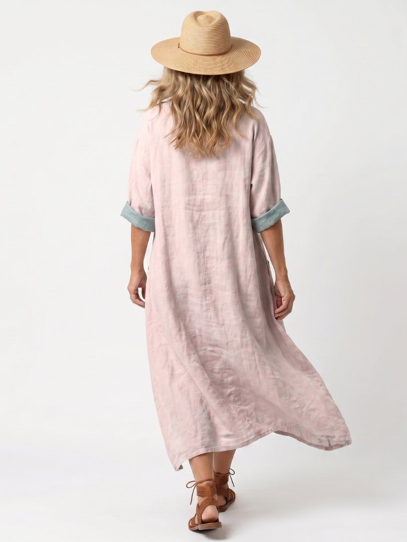 Kenza | Designer Panel Relaxed Pocket Midi Dress Side