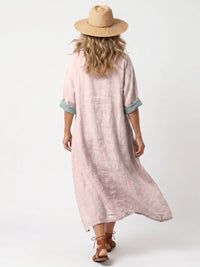 Kenza | Designer Panel Relaxed Pocket Midi Dress Side
