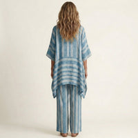 Kiara | Two-Piece Striped Cotton-Linen Set Angle