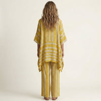 Kiara | Two-Piece Striped Cotton-Linen Set Close Up