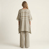 Kiara | Two-Piece Striped Cotton-Linen Set Side