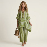 Kiara | Two-Piece Striped Cotton-Linen Set View 11