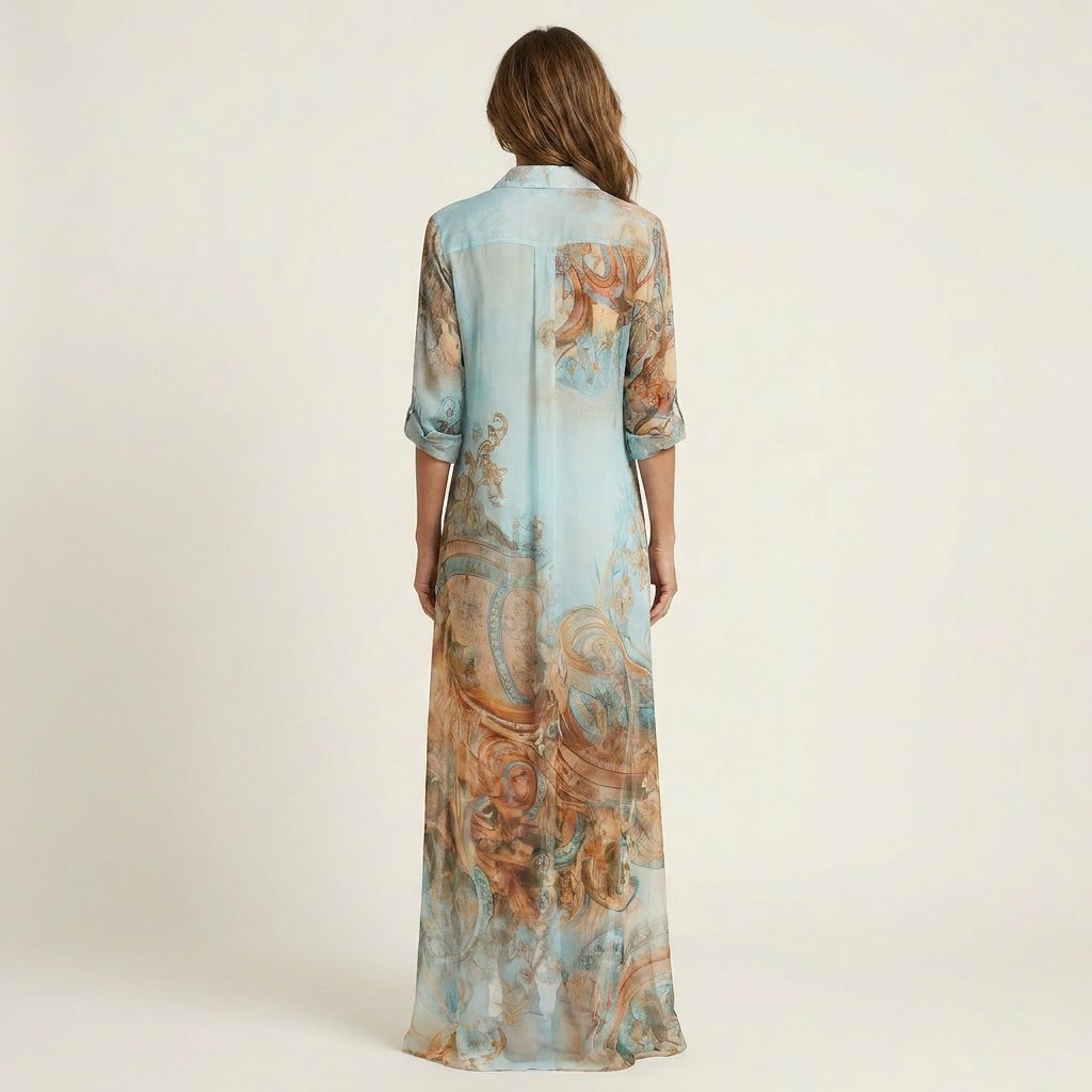 Lanie | Silk Maxi Shirt Dress Front