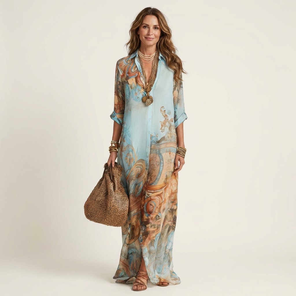 Lanie | Silk Maxi Shirt Dress Hero