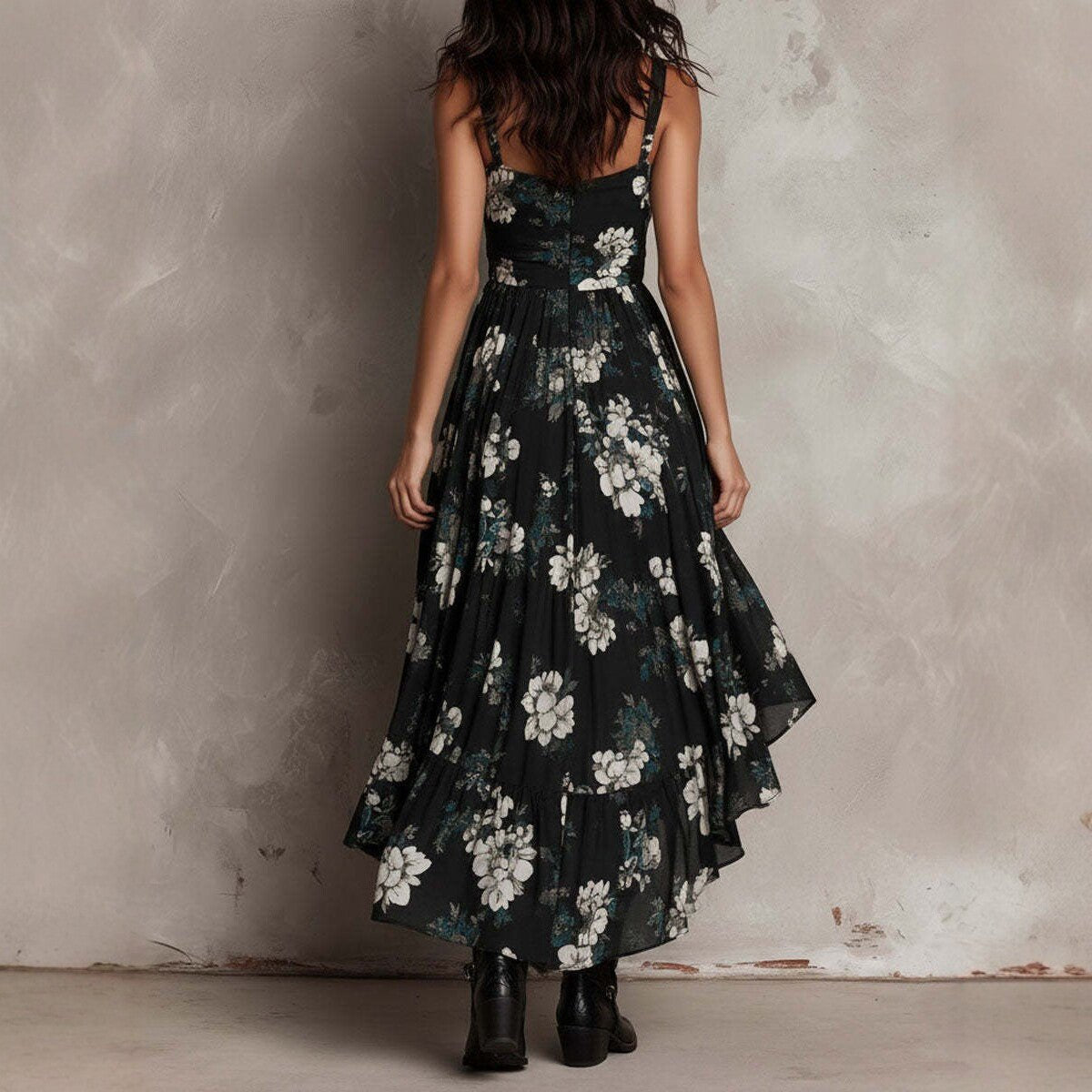 Loretta | Floral Hi-Low Dress Detail
