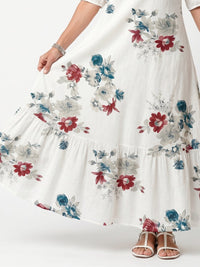 Maeva | Scattered Floral Tassel Tie Midi Dress Detail