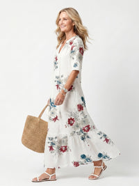 Maeva | Scattered Floral Tassel Tie Midi Dress Front