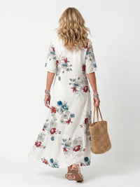 Maeva | Scattered Floral Tassel Tie Midi Dress Side