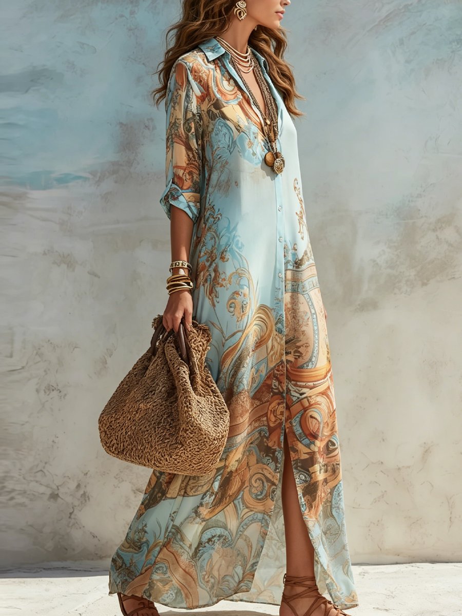 Margot | Baroque Print Maxi Front