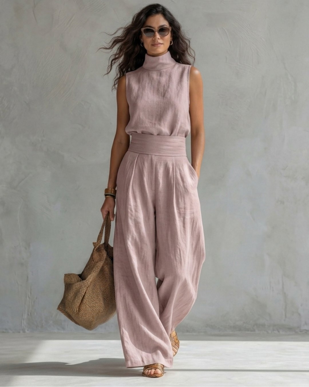 Maria | Elegant Wide Leg Pants and Top Set Back
