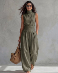 Maria | Elegant Wide Leg Pants and Top Set Side