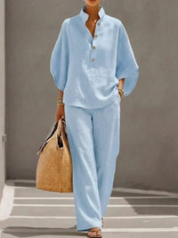 Maribel | Set with Batwing Sleeves and Wide Pants Detail
