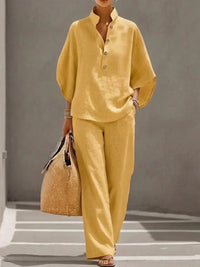 Maribel | Set with Batwing Sleeves and Wide Pants Lifestyle