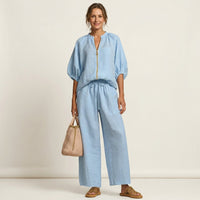 Marlowe | Zipper-Front Puff Sleeve Set Back