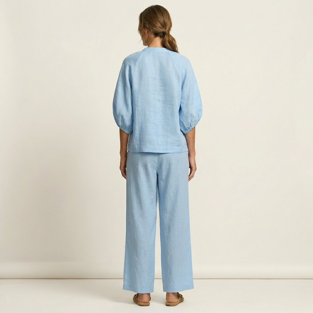 Marlowe | Zipper-Front Puff Sleeve Set Close Up