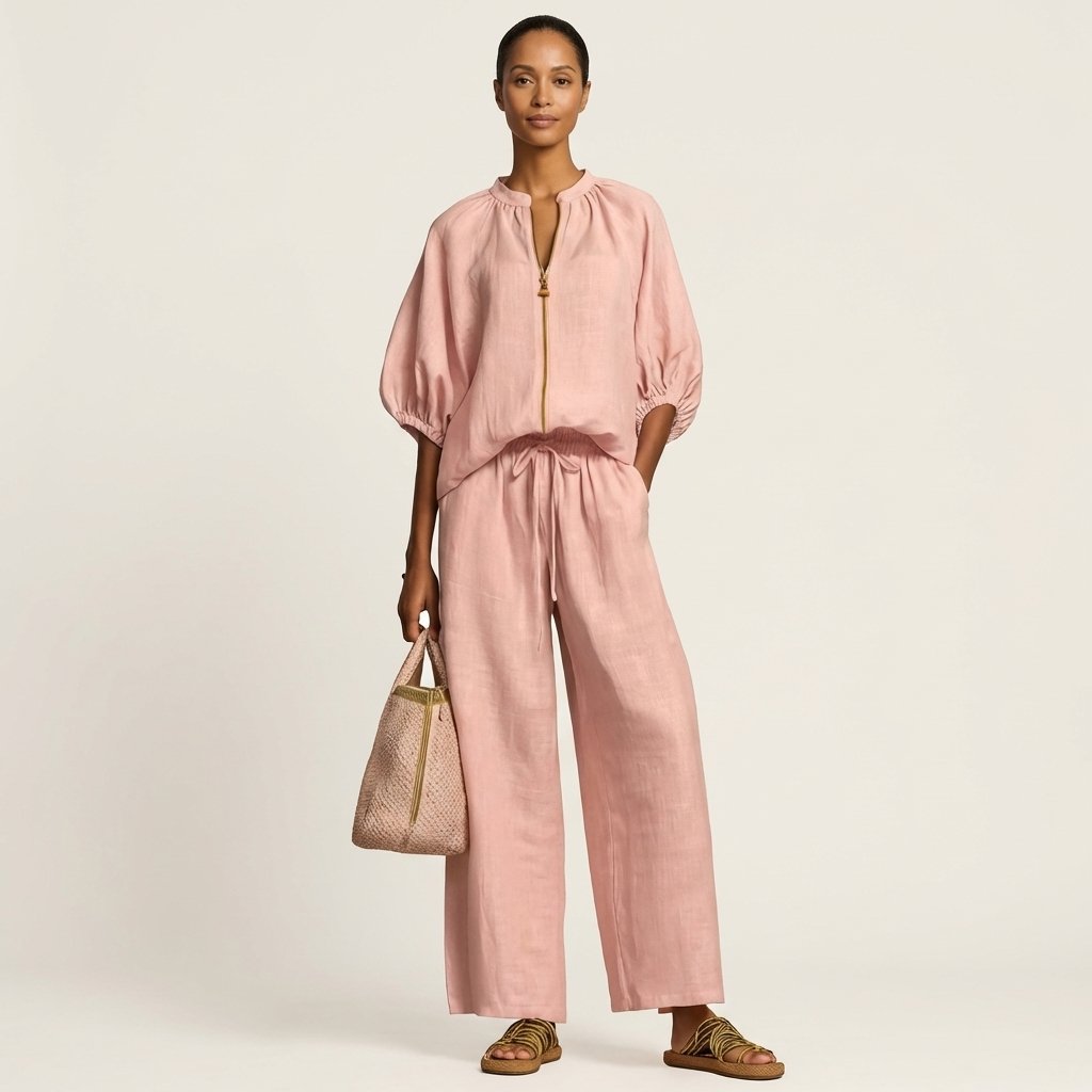 Marlowe | Zipper-Front Puff Sleeve Set Hero