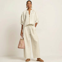 Marlowe | Zipper-Front Puff Sleeve Set Lifestyle