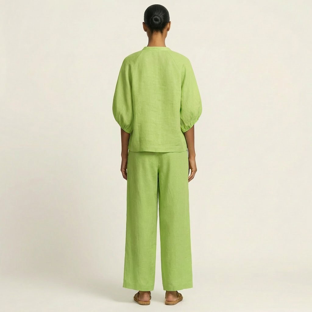 Marlowe | Zipper-Front Puff Sleeve Set Side