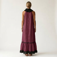 Mayline | Sleeveless Ruffle-Neck Contrast-Trim Maxi Dress Alternate