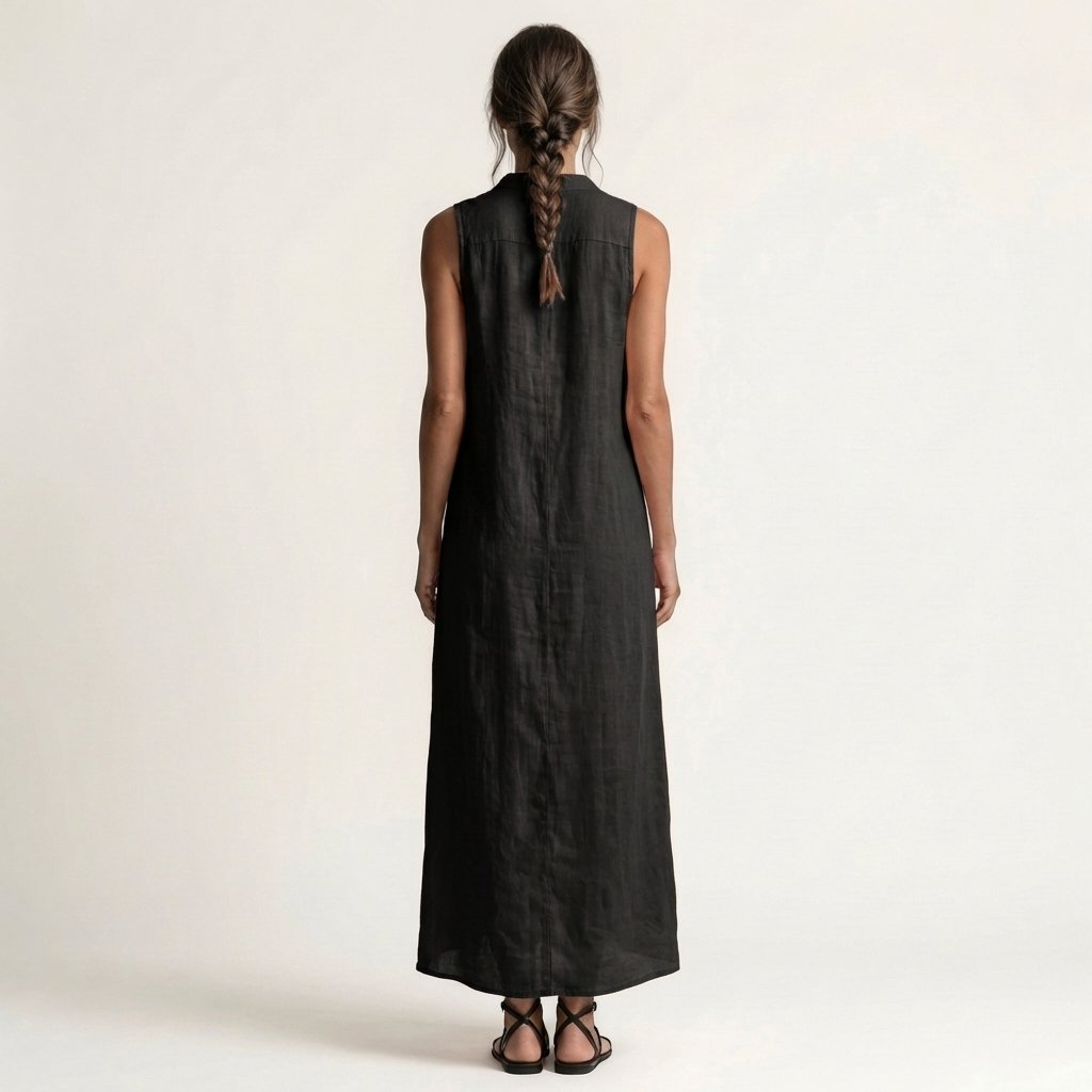 Mirabell | Hooded Button-Front Sleeveless Maxi Dress Alternate