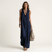 Mirabell | Hooded Button-Front Sleeveless Maxi Dress Hero
