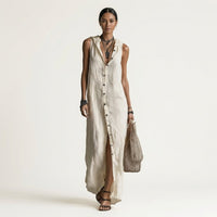 Mirabell | Hooded Button-Front Sleeveless Maxi Dress Lifestyle
