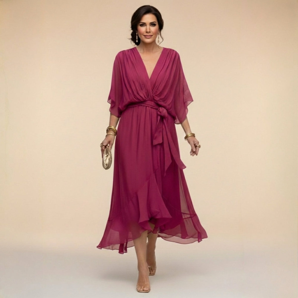 Monica | V-Neck Dress Close Up