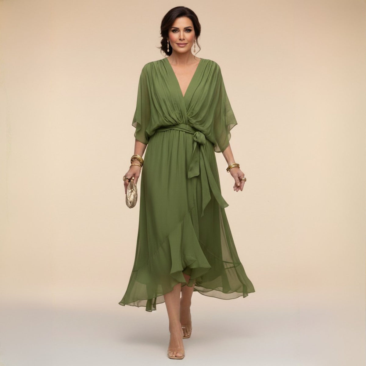 Monica | V-Neck Dress Detail