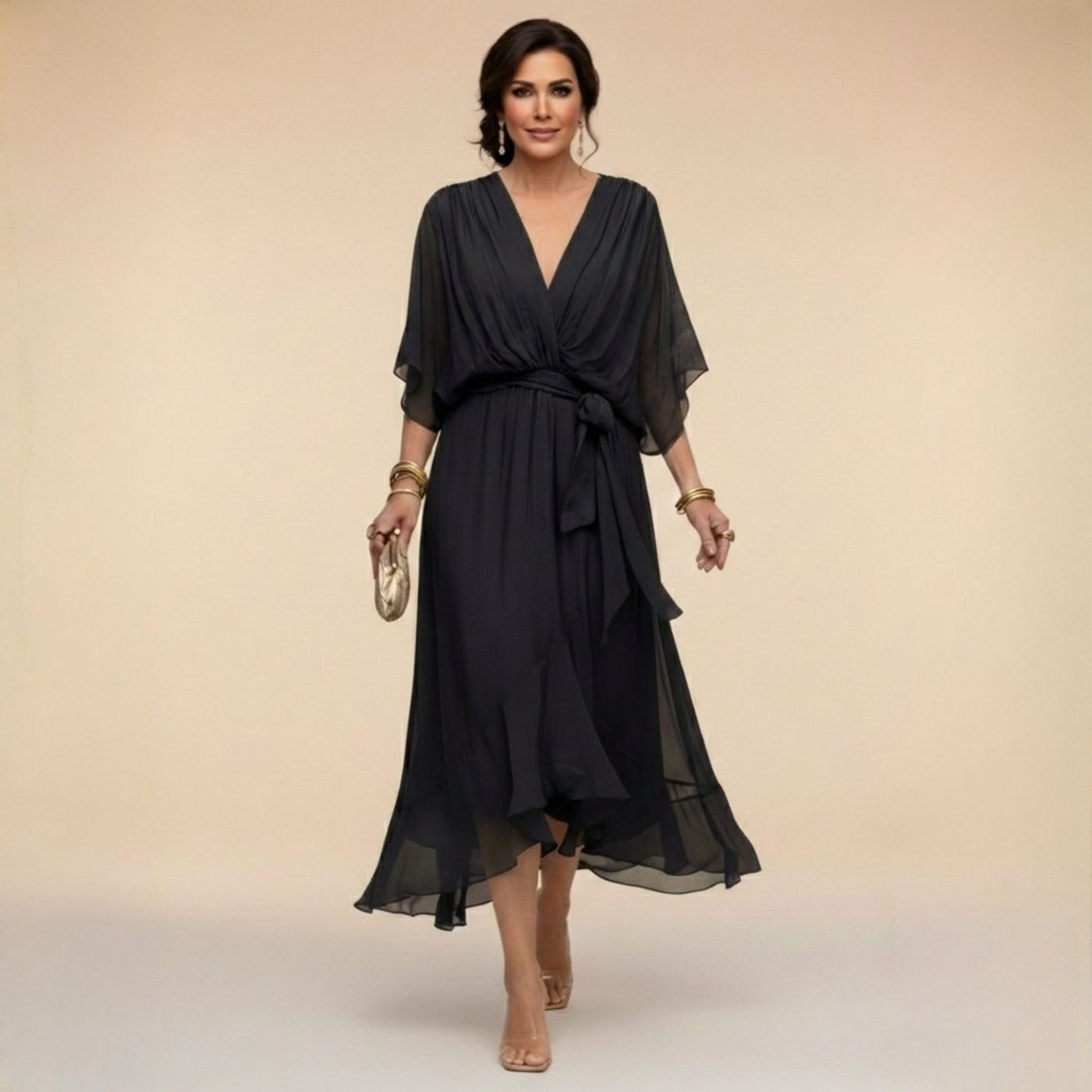 Monica | V-Neck Dress Side