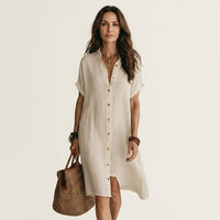 Nidalie | Midi Shirt Dress with Rolled Cuffs Back
