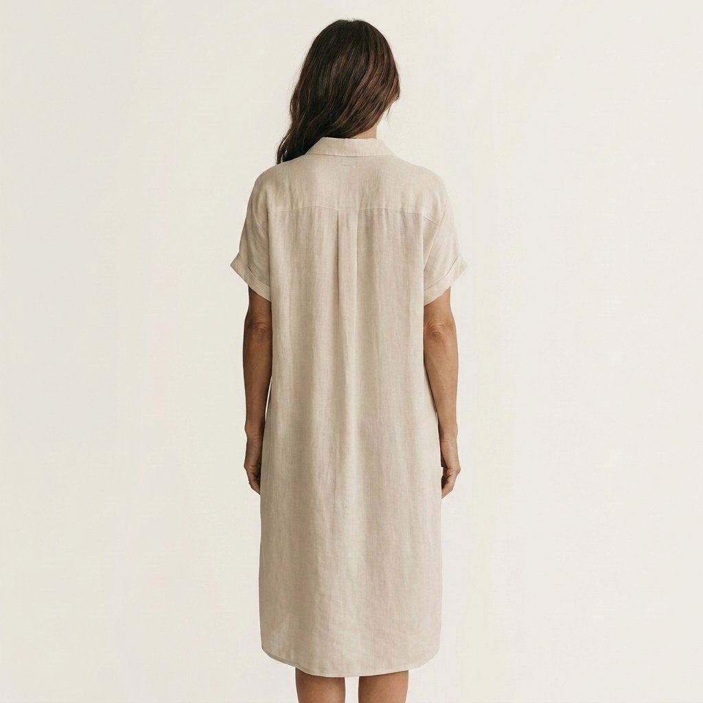 Nidalie | Midi Shirt Dress with Rolled Cuffs Close Up