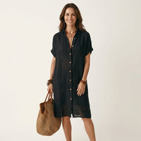 Nidalie | Midi Shirt Dress with Rolled Cuffs Detail
