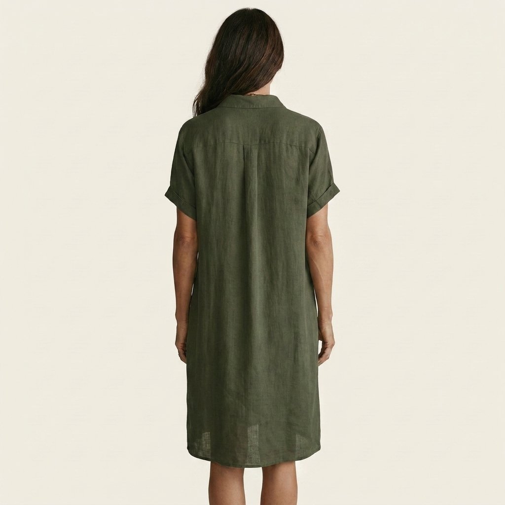 Nidalie | Midi Shirt Dress with Rolled Cuffs Front