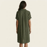 Nidalie | Midi Shirt Dress with Rolled Cuffs Front