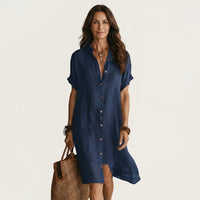 Nidalie | Midi Shirt Dress with Rolled Cuffs Lifestyle