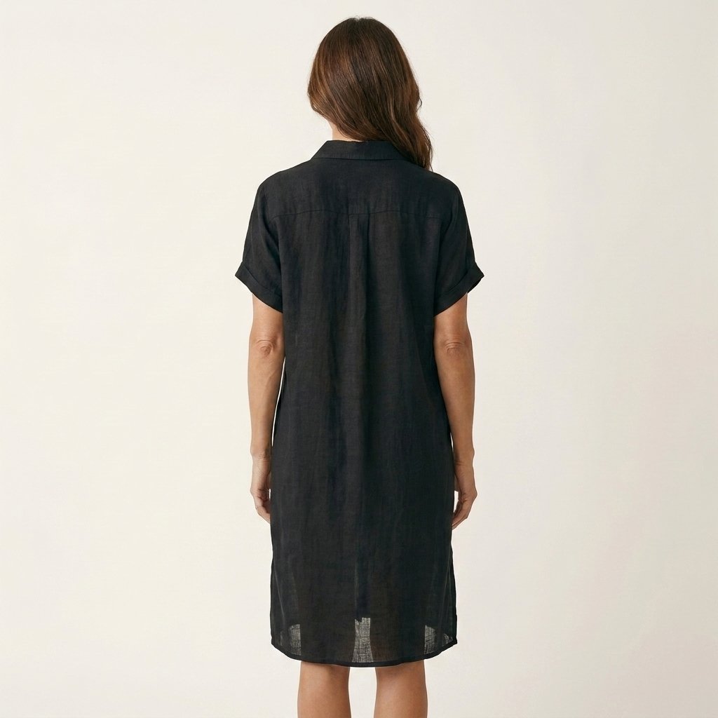 Nidalie | Midi Shirt Dress with Rolled Cuffs Side