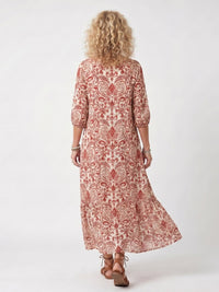 Noelle | Ornate Print Tassel Tie Midi Dress Side