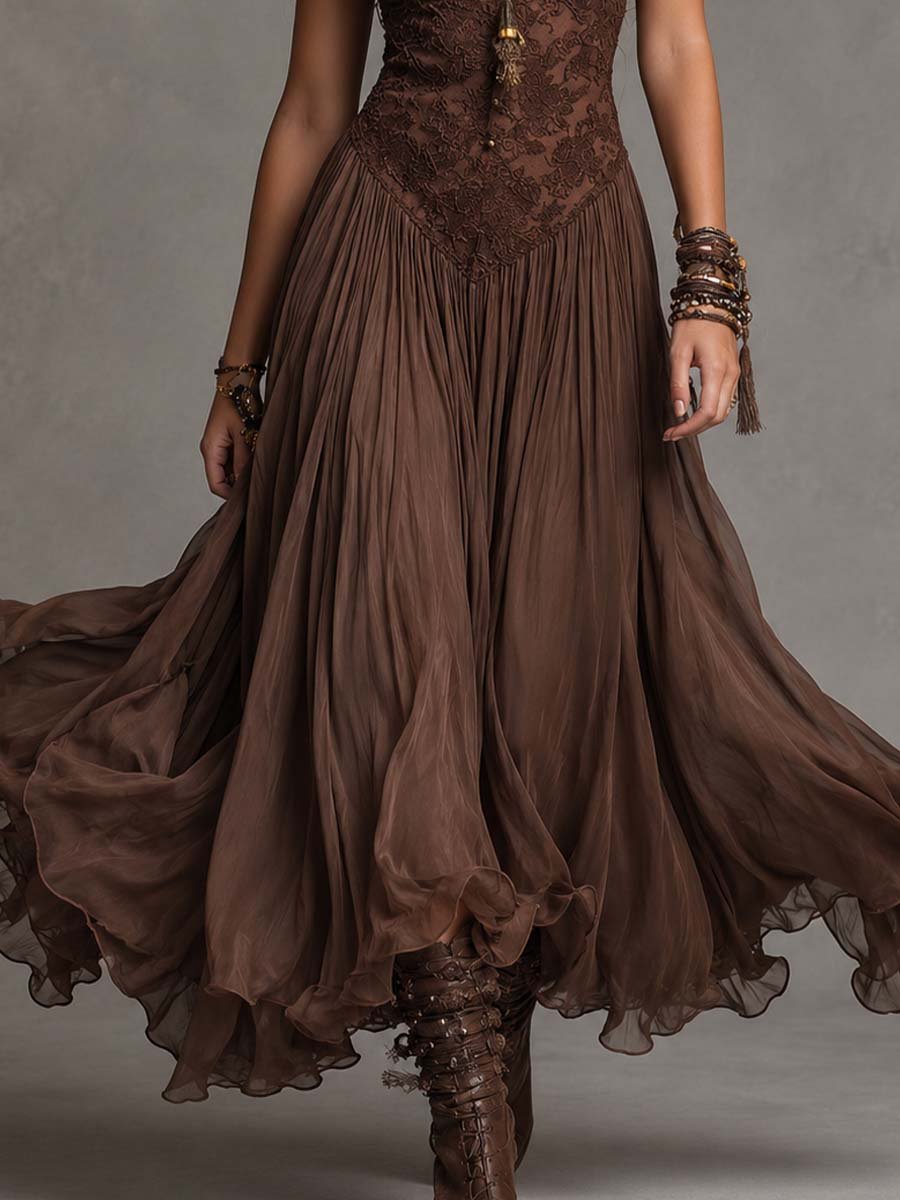 Olivia | Lace Corset Maxi Dress for Women Back