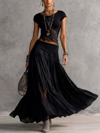 Olivia | Lace-Paneled Skirt Set for Women Back