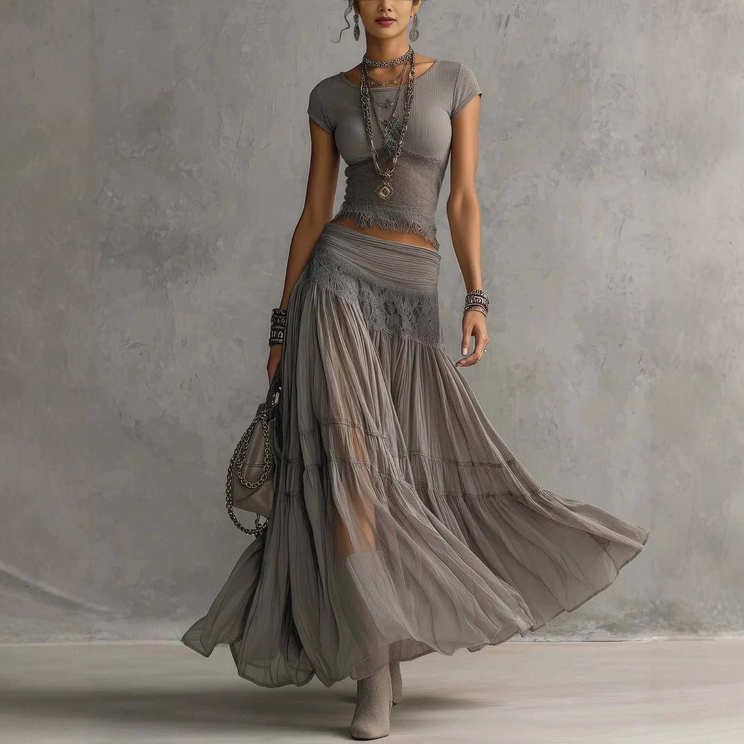 Olivia | Lace-Paneled Skirt Set for Women Hero