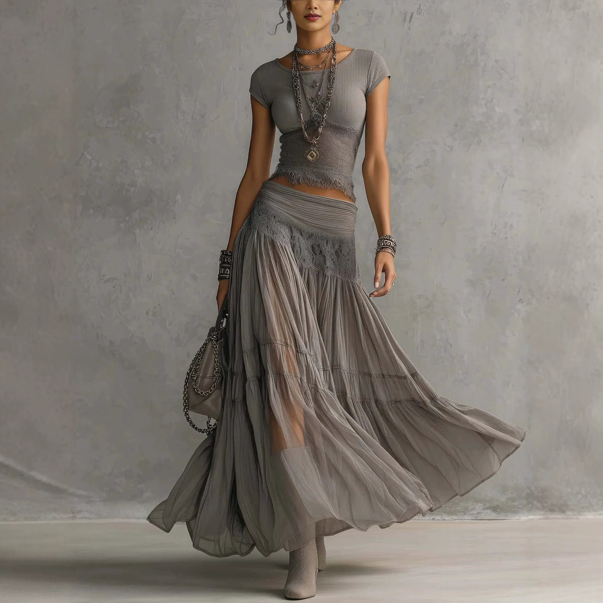 Olivia | Lace-Paneled Skirt Set for Women Hero
