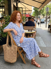 Ottoline | Tassel Tie Neck Printed Midi Dress Back