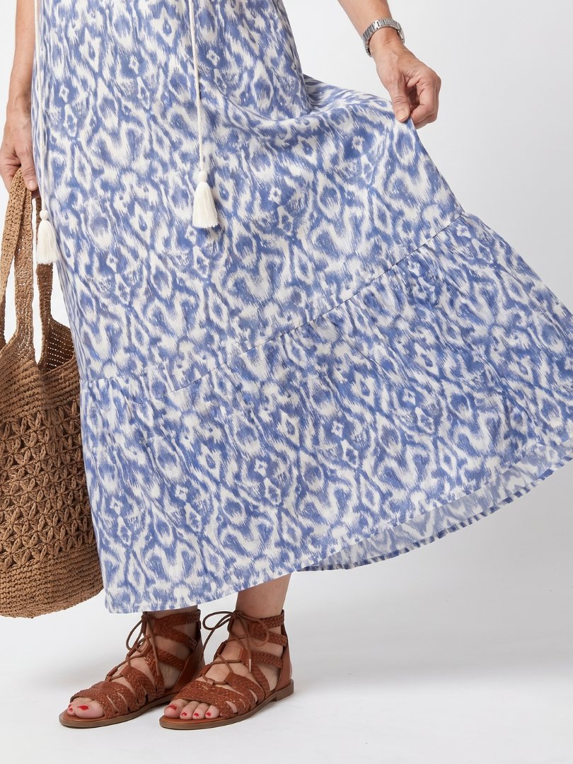 Ottoline | Tassel Tie Neck Printed Midi Dress Detail
