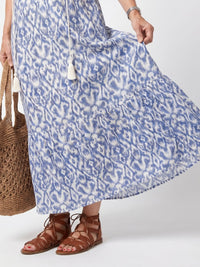 Ottoline | Tassel Tie Neck Printed Midi Dress Detail